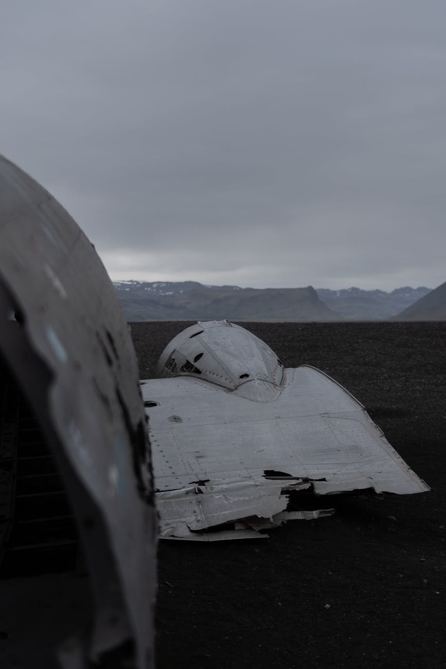 wing of airplane wreckage