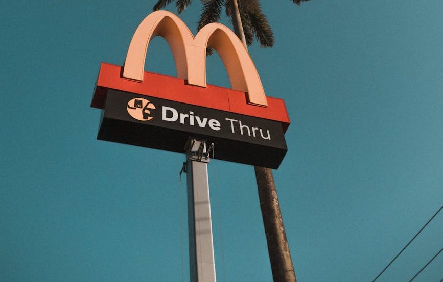 mcdonald drive thru road signage