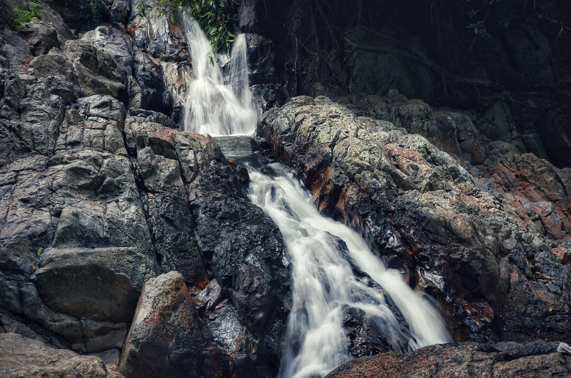 water cascading from a waterfall