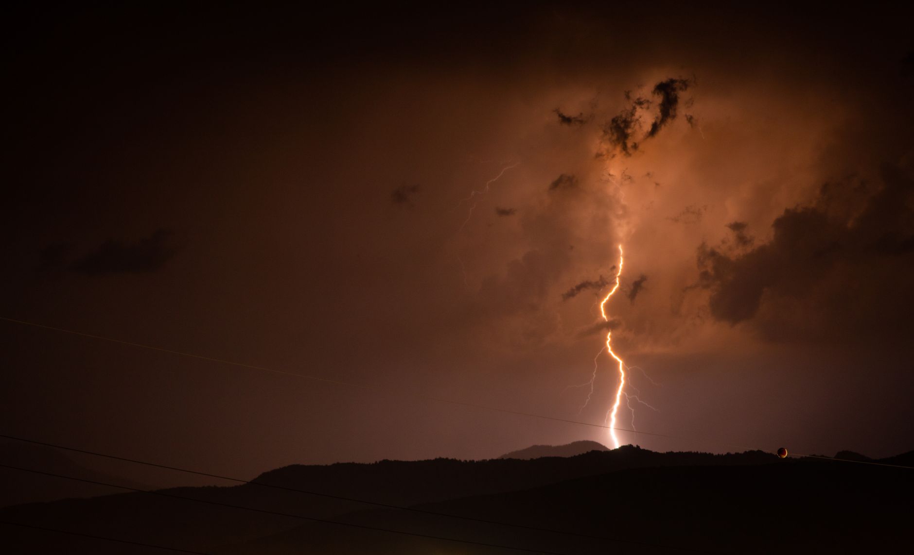 lightning strike on a mountain